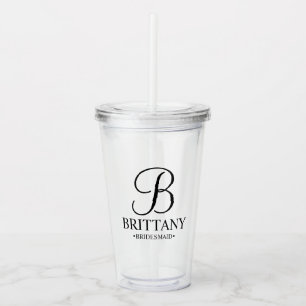 Personalised Bridesmaid's Monogram and Name Acrylic Tumbler