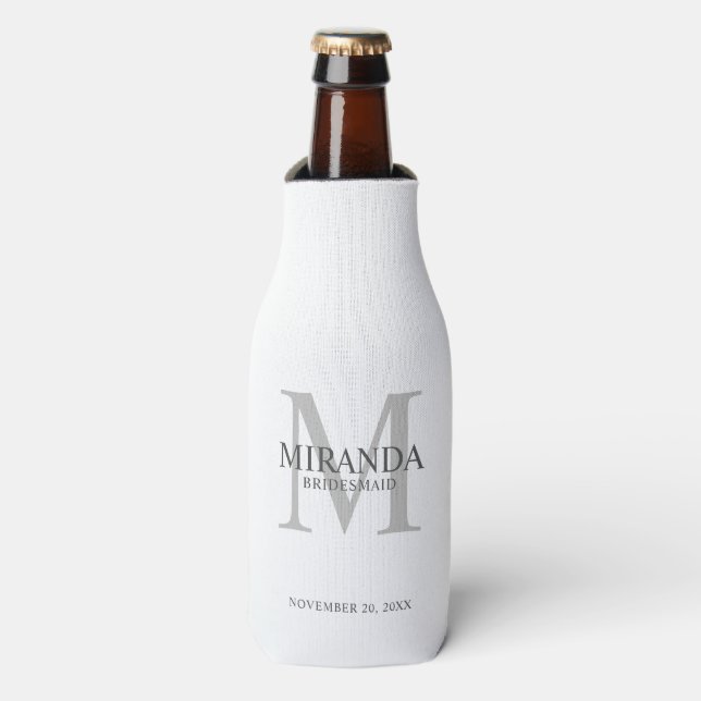 Personalised Bridesmaid's Monogram and Name Bottle Cooler (Bottle Front)