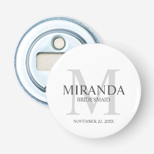 Personalised Bridesmaid's Monogram and Name Bottle Opener