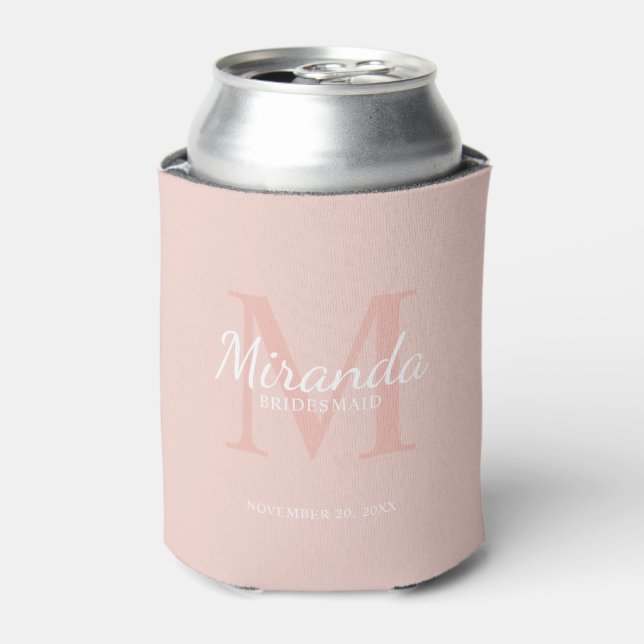 Personalised Bridesmaid's Monogram and Name Can Cooler (Can Front)