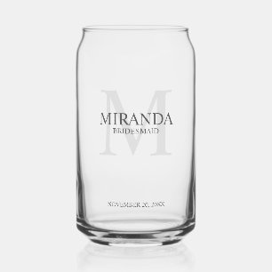 Personalised Bridesmaid's Monogram and Name Can Glass