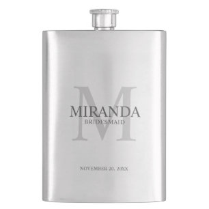 Personalised Bridesmaid's Monogram and Name Hip Flask