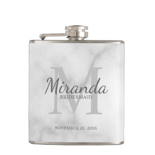 Personalised Bridesmaid's Monogram and Name Hip Flask