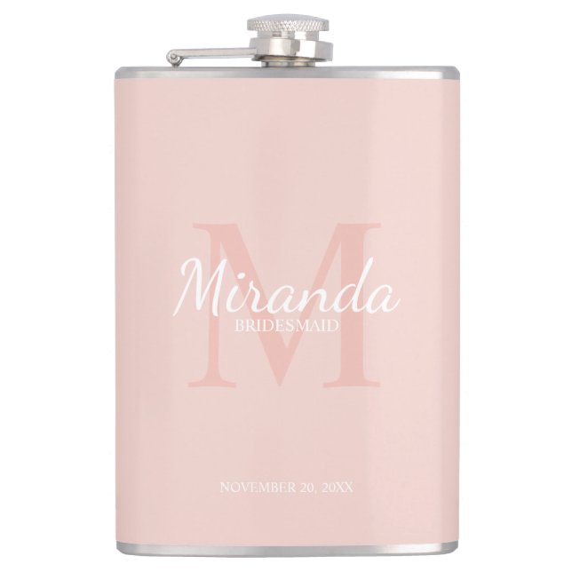 Personalised Bridesmaid's Monogram and Name Hip Flask (Front)