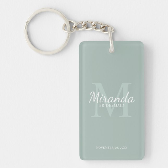 Personalised Bridesmaid's Monogram and Name Key Ring (Front)