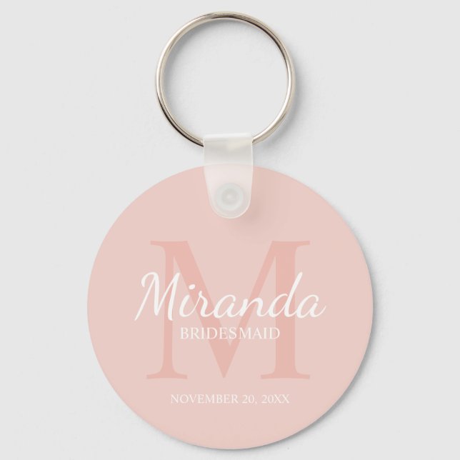 Personalised Bridesmaid's Monogram and Name Key Ring (Front)
