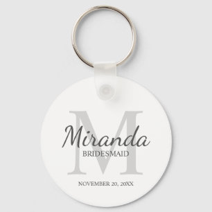 Personalised Bridesmaid's Monogram and Name Key Ring