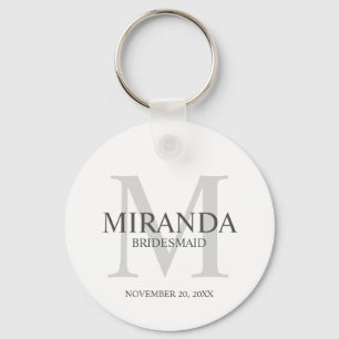 Personalised Bridesmaid's Monogram and Name Key Ring