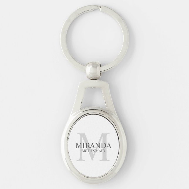 Personalised Bridesmaid's Monogram and Name Key Ring (Front)
