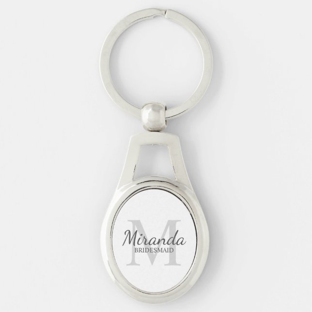 Personalised Bridesmaid's Monogram and Name Key Ring (Front)