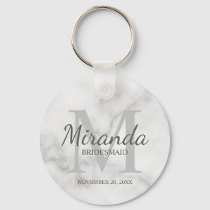 Personalised Bridesmaid's Monogram and Name Key Ring