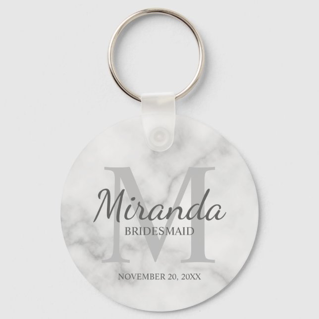 Personalised Bridesmaid's Monogram and Name Key Ring (Front)