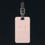 Personalised Bridesmaid's Monogram and Name Luggage Tag<br><div class="desc">Add a personal touch to your wedding with personalised bridesmaid's monogram and name gift. This design features personalised bridesmaid's name with title and wedding date in white and monogram in blush pink as background, in classic serif font style, on blush pink background. Also perfect for maid of honour, mother of...</div>