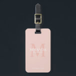 Personalised Bridesmaid's Monogram and Name Luggage Tag<br><div class="desc">Add a personal touch to your wedding with personalised bridesmaid's monogram and name gift. This design features personalised bridesmaid's name with title and wedding date in white and monogram in blush pink as background, in classic serif font style, on blush pink background. Also perfect for maid of honour, mother of...</div>