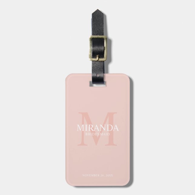 Personalised Bridesmaid's Monogram and Name Luggage Tag (Front Vertical)