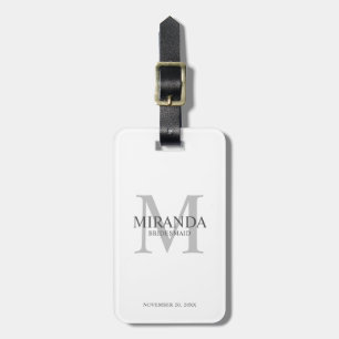 Personalised Bridesmaid's Monogram and Name Luggage Tag