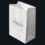 Personalised Bridesmaid's Monogram and Name Medium Gift Bag<br><div class="desc">Add a personal touch to your wedding with personalised bridesmaid's monogram and name gift. This design features personalised bridesmaid's name with title and wedding date in grey and monogram in light grey as background, in classic serif font style, on white background. Also perfect for maid of honour, mother of the...</div>