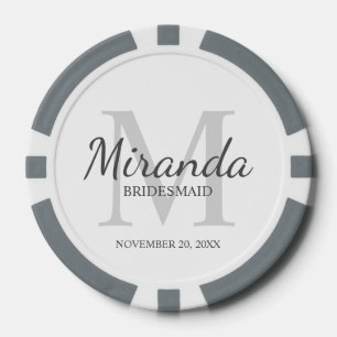 Personalised Bridesmaid's Monogram and Name Poker Chips