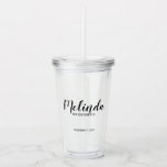 Personalised Bridesmaid's Name Acrylic Tumbler<br><div class="desc">Personalised Bridesmaids Gifts
featuring personalised bridesmaid's name in modern script font style with title and wedding date in modern sans serif font style.

Also perfect for Maid of Honour,  Flower Girl,  Mother of the Bride and more.</div>