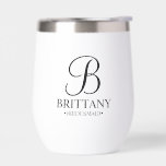 Personalised Bridesmaid's Name and Monogram<br><div class="desc">Elegant Personalised Bridesmaid Gifts
featuring personalised monogram in black elegant script font style with bridesmaid's name and title in classic serif font style on white background.

Also perfect for groomsmen,  best man,  father of the bride,  maid of honour,  flower girl,  mother of the bride and more.</div>