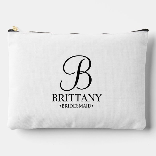 Personalised Bridesmaid's Name and Monogram Accessory Pouch (Front)
