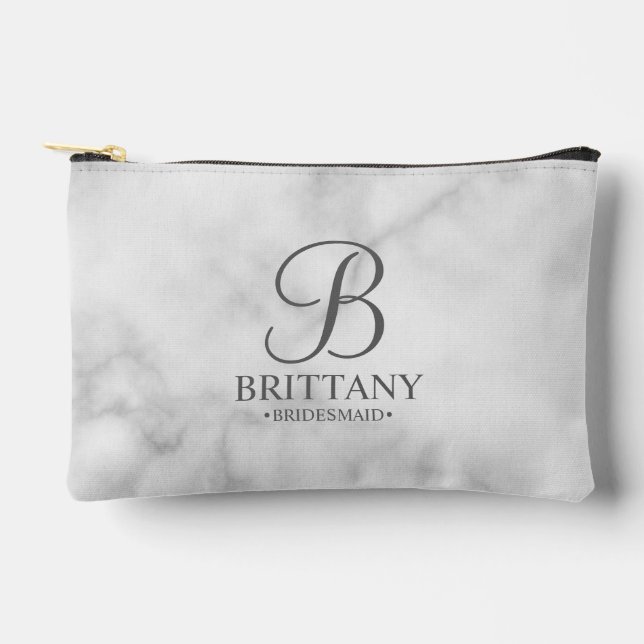 Personalised Bridesmaid's Name and Monogram Accessory Pouch (Front)