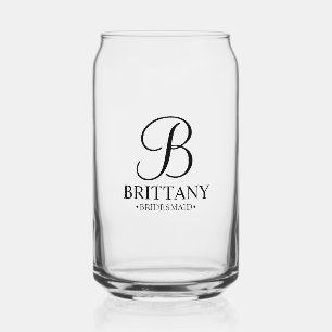 Personalised Bridesmaid's Name and Monogram Can Glass