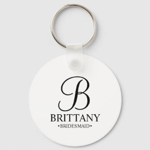Personalised Bridesmaid's Name and Monogram Key Ring