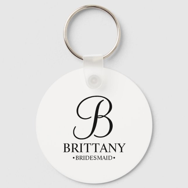 Personalised Bridesmaid's Name and Monogram Key Ring (Front)