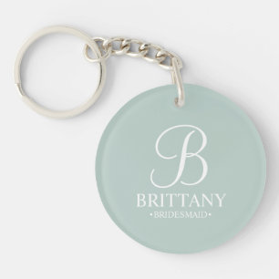 Personalised Bridesmaid's Name and Monogram Key Ring