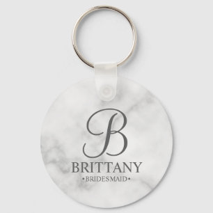 Personalised Bridesmaid's Name and Monogram Key Ring