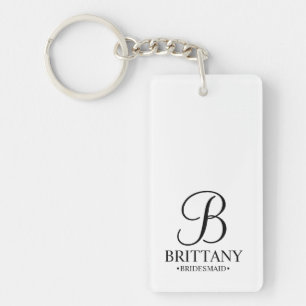 Personalised Bridesmaid's Name and Monogram Key Ring