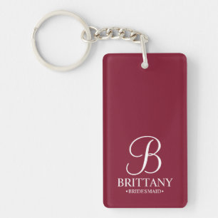 Personalised Bridesmaid's Name and Monogram Key Ring