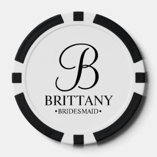 Personalised Bridesmaid's Name and Monogram Poker Chips