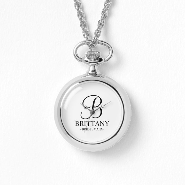 Personalised Bridesmaid's Name and Monogram Watch (Front)