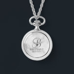 Personalised Bridesmaid's Name and Monogram Watch<br><div class="desc">Elegant Personalised Bridesmaid Gifts
featuring personalised monogram in grey elegant script font style with bridesmaid's name and title in classic serif font style on white marble background.

Also perfect for groomsmen,  best man,  father of the bride,  maid of honour,  flower girl,  mother of the bride and more.</div>