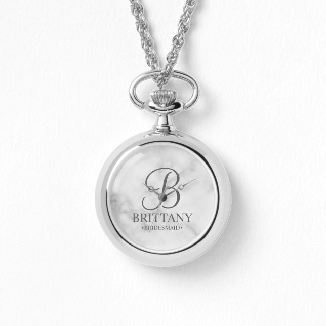 Personalised Bridesmaid's Name and Monogram Watch (Front)