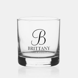 Personalised Bridesmaid's Name and Monogram Whiskey Glass