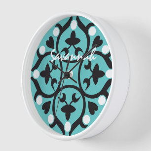 Personalised Bright Aqua Medallion or Any Colour Clock