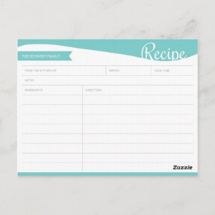 Personalised Bright Blue & White Recipe Card
