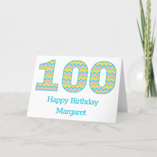 Personalised Bright Chevron 100th Birthday Card
