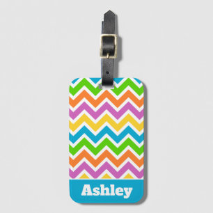 Personalised Bright Colours Chevron Luggage Tag