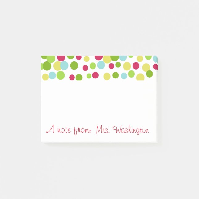 Personalised Bright Dots Post It Notes (Front)