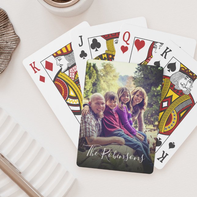 Personalised Bright Filter Family Photo Name Playing Cards (Creator Uploaded)