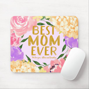 Personalised Bright Floral Best Mum Ever Mother's Mouse Mat