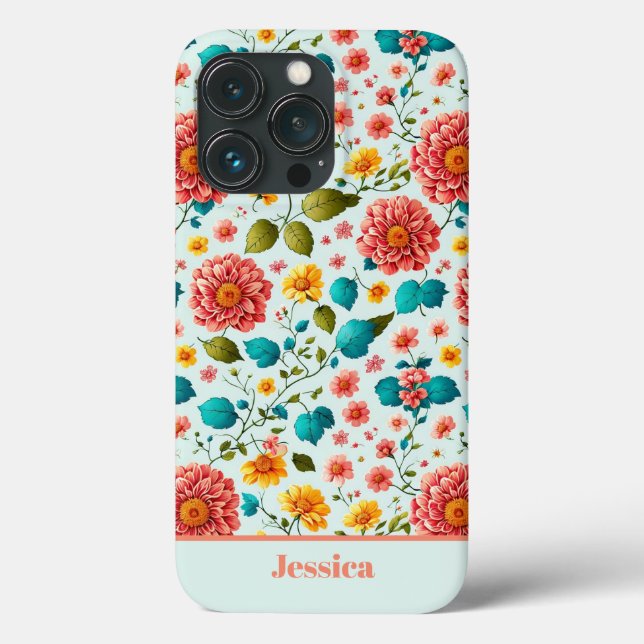 Personalised Bright Floral Pattern Case-Mate iPhone Case (Back)