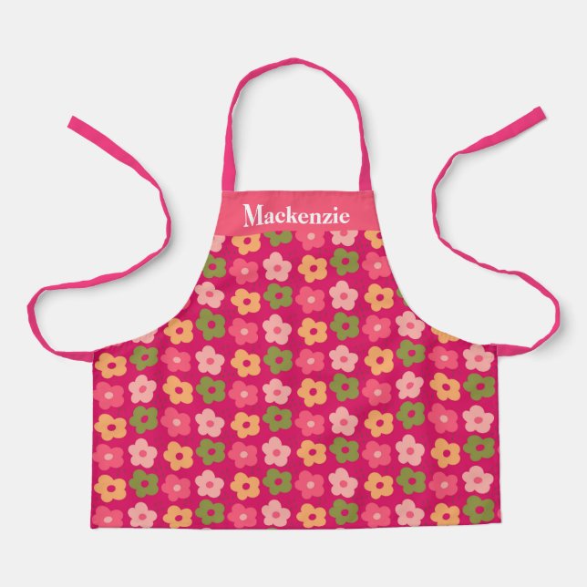 Personalised Bright Floral Sweet Kids Apron (Front)