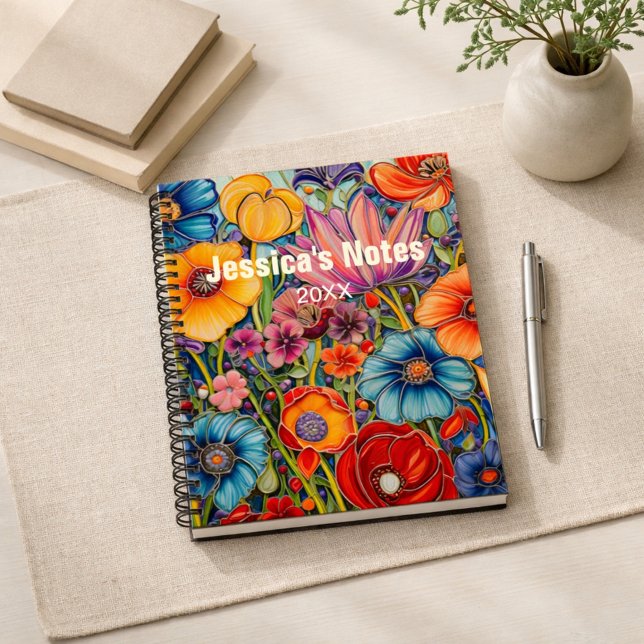 Personalised Bright Floral with Name Notebook (Creator Uploaded)