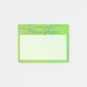 Personalised Bright Green Marbled Art Post-it Notes