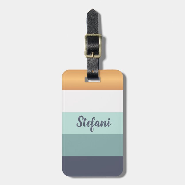 Personalised Bright Heues & Faux Gold  Luggage Tag (Front Vertical)